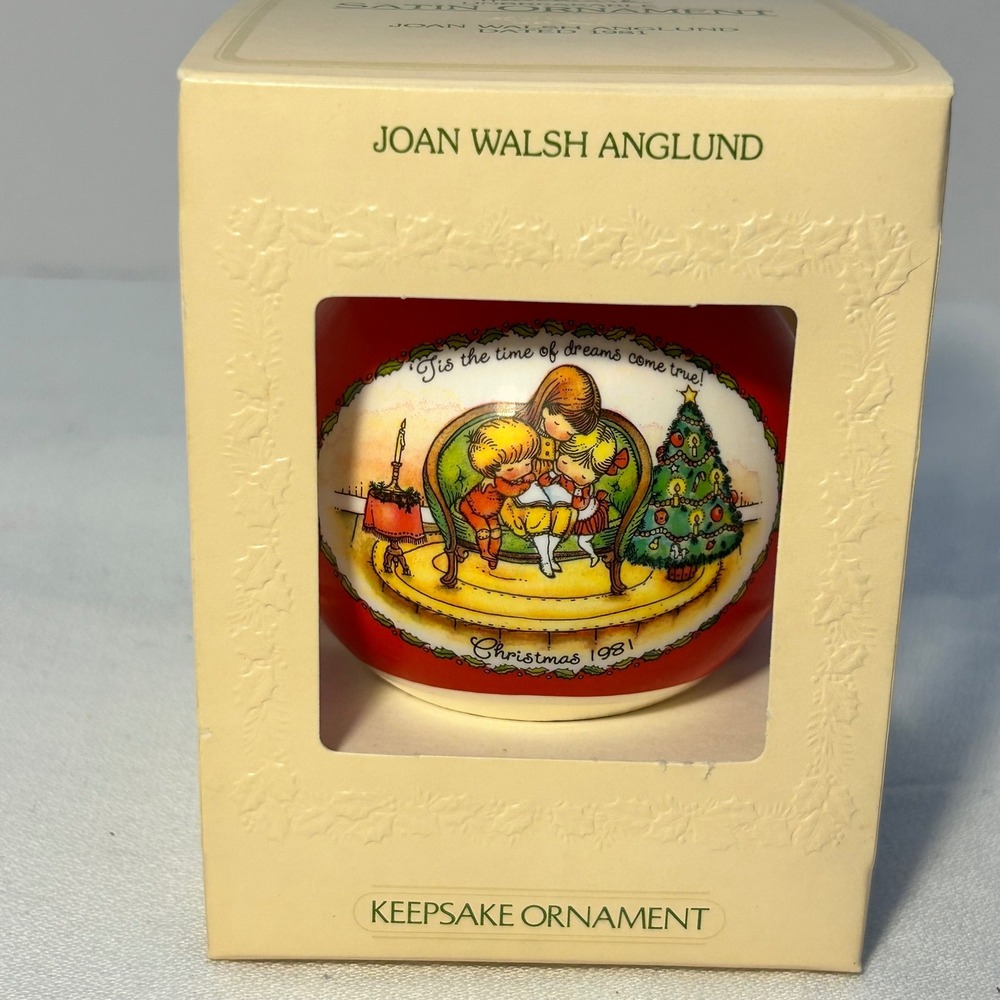 Hallmark Unbreakable Satin Ornament Joan Walsh‎ Anglund Christmas 1981 Keepsake